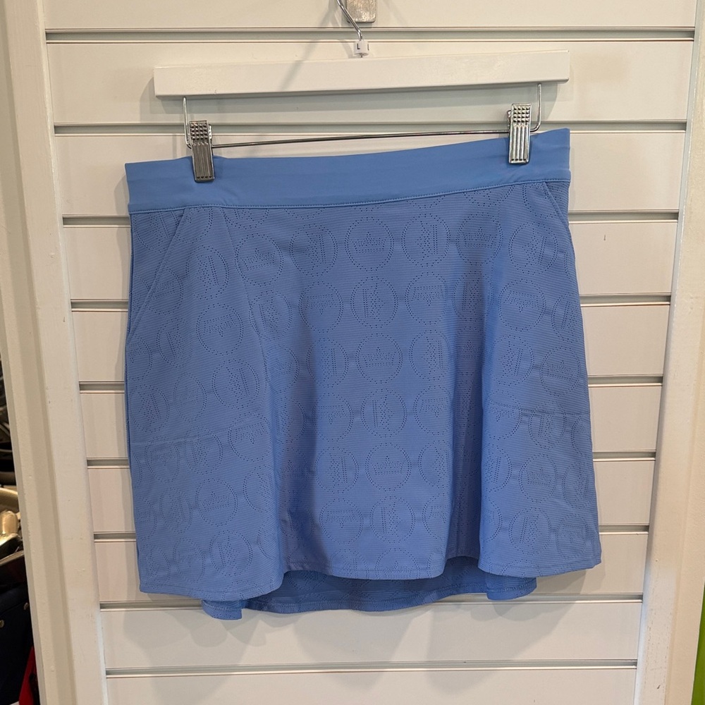 Peter Millar Perforated Circle Skater Skirt in Light Blue